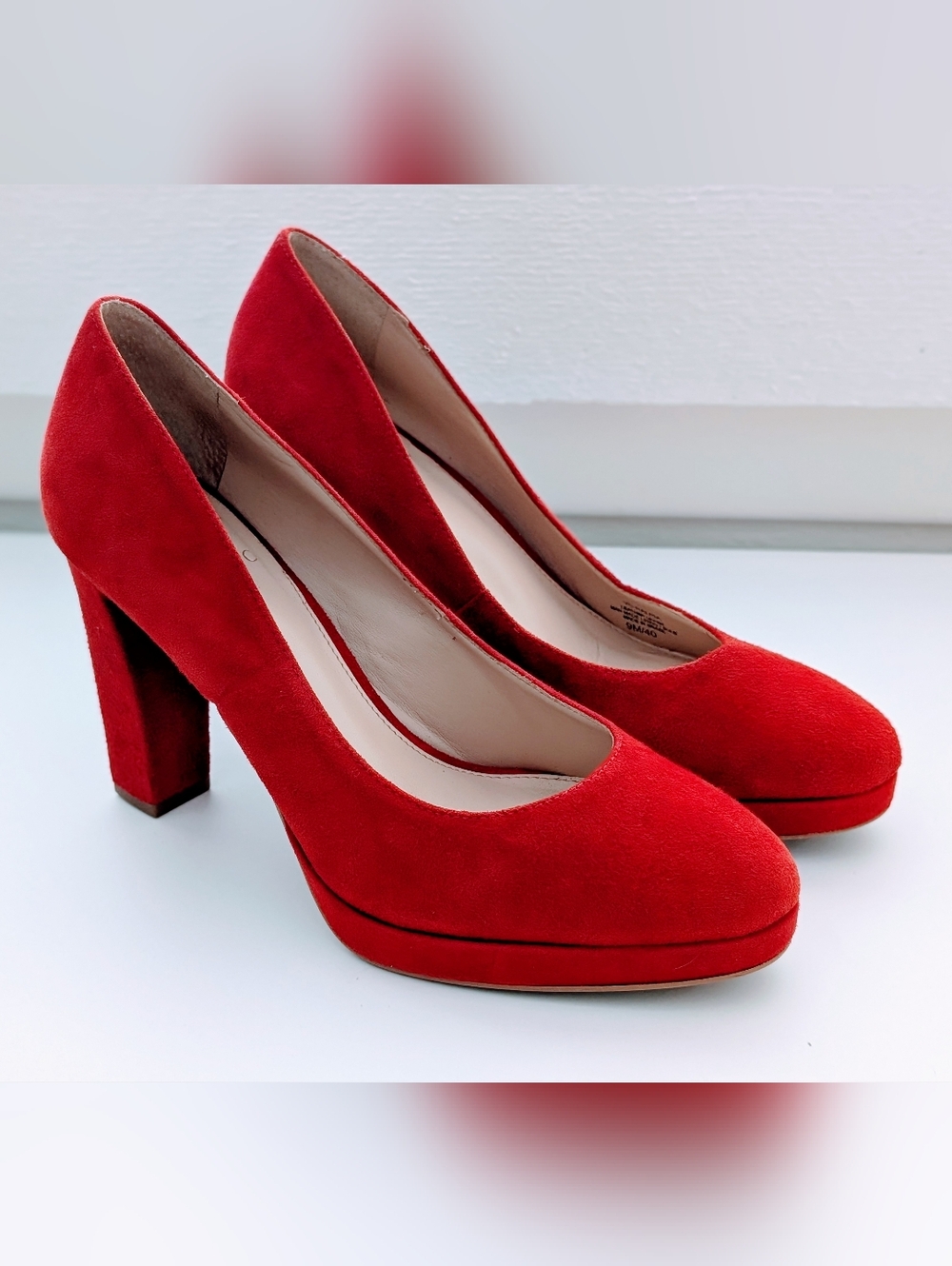 Vince Camuto Red Suede Platform Heels Size 9 – Block Heel, Made in Brazil